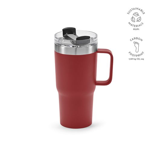 burdeos Taza Neman; de rInox, de 580 ml. Doble pared y tapa giratoria