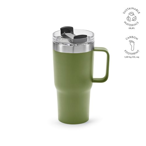 ejército verde Taza Neman; de rInox, de 580 ml. Doble pared y tapa giratoria