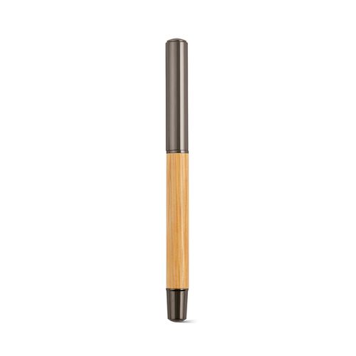 Stylo Aeschylus en bambou et inox, encre bleue 2 km