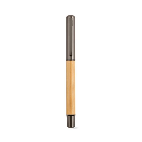 Stylo Aeschylus en bambou et inox, encre bleue 2 km
