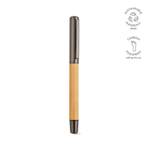 Stylo Aeschylus en bambou et inox, encre bleue 2 km - 2