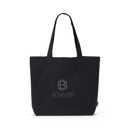 black Bolsa de compra Blanc; rCotton de 220 gsm. Asas de 65 cm y fuelle