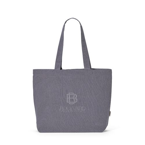 gray Bolsa de compra Blanc; rCotton de 220 gsm. Asas de 65 cm y fuelle