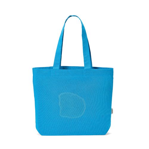 azul claro Bolsa de compra Blanc; rCotton de 220 gsm. Asas de 65 cm y fuelle