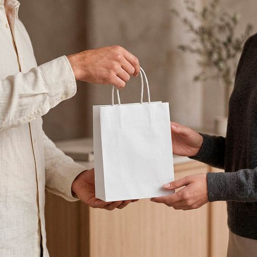 white Etna S bolsa blanca de Kraft FSC®. 90 g/m². Fabricada en Portugal.