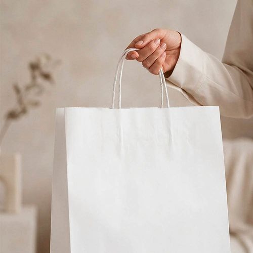 white Etna L bolsa blanca de Kraft FSC®. 100 g/m². Fabricada en Portugal