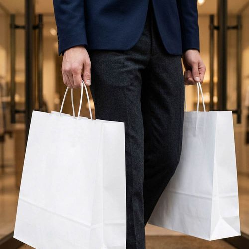 white Etna XL bolsa blanca de Kraft FSC®. 100 g/m². Fabricada en Portugal.