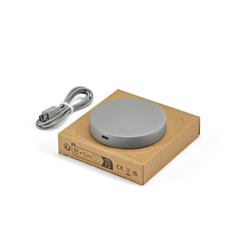 gray Cargador inalámbrico Lovelace; piedra caliza. 15 W. Puerto USB-C