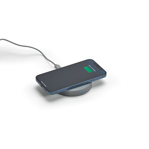 gray Cargador inalámbrico Lovelace; piedra caliza. 15 W. Puerto USB-C