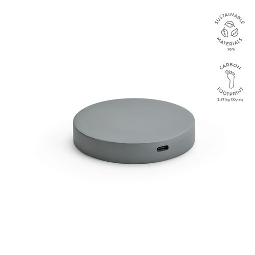 gray Cargador inalámbrico Lovelace; piedra caliza. 15 W. Puerto USB-C