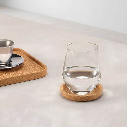 natural Ravel posavasos individual redondo de corcho con borde. Fabricado en Portugal.