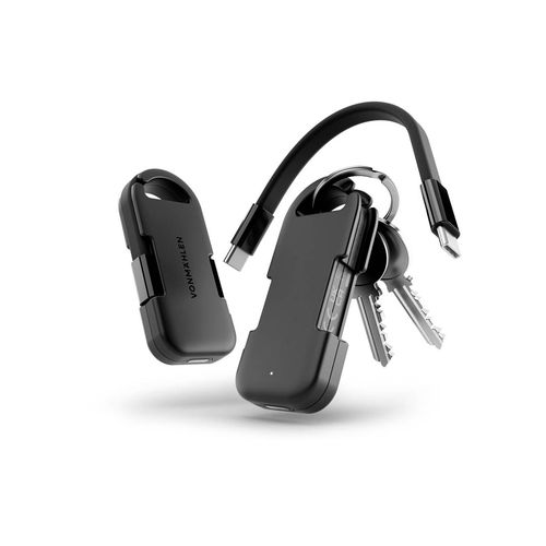 black Llavero 2 en 1 Evergreen Go con powerbank. rTPE. Indicador LED