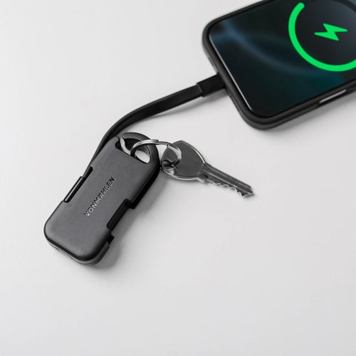 black Llavero 2 en 1 Evergreen Go con powerbank. rTPE. Indicador LED
