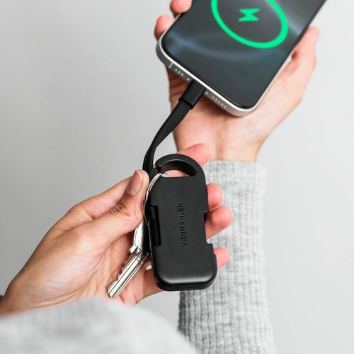 black Llavero 2 en 1 Evergreen Go con powerbank. rTPE. Indicador LED