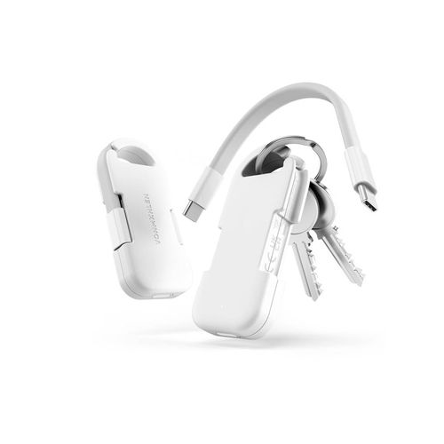 white Llavero 2 en 1 Evergreen Go con powerbank. rTPE. Indicador LED