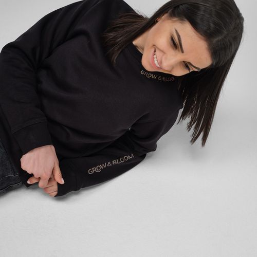black Sudadera de cuello redondo para mujer Waikiki. Algodón orgánico y rPET. 300g/m²