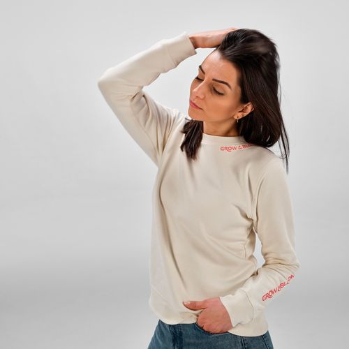 beis Sudadera de cuello redondo para mujer Waikiki. Algodón orgánico y rPET. 300g/m²