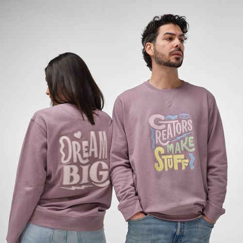 Sweat Capri mixte à col rond en french terry. 100% coton bio