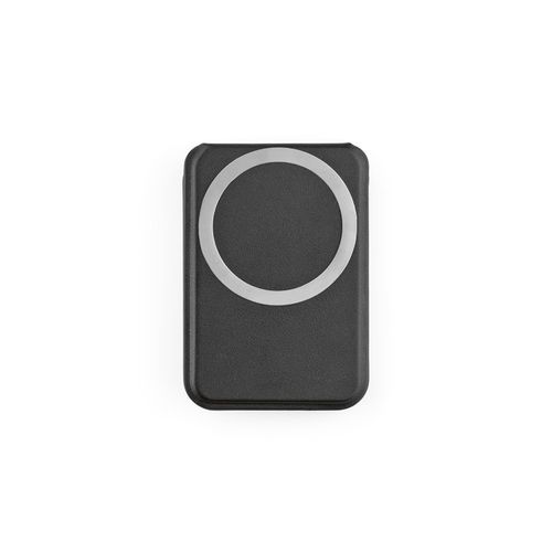 black Portatarjeta Hilbert con soporte para móvil 2 en 1. Cuero vegano