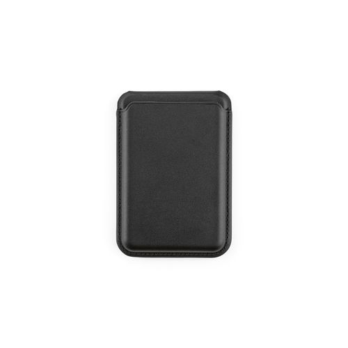 black Portatarjeta Hilbert con soporte para móvil 2 en 1. Cuero vegano
