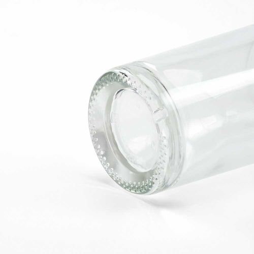 transparente Botella de vidrio Adige 750, 780 ml. Tapón plateado
