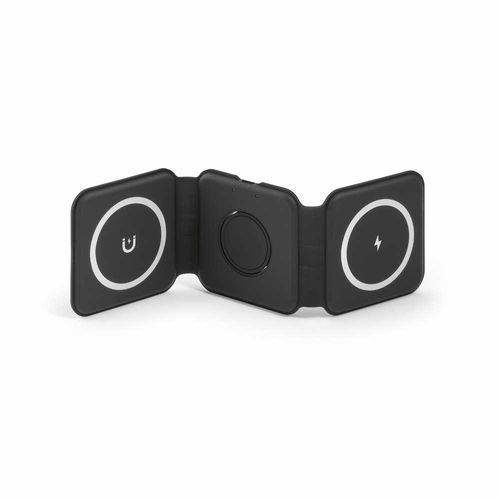 black Cargador rápido inalámbrico 3 en 1 Planck rABS. 15 W. Puerto USB-C