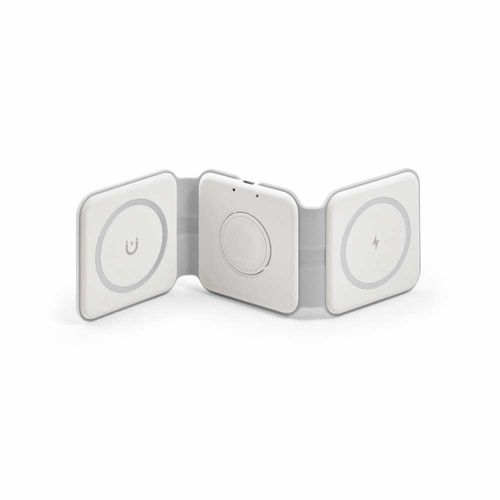 white Cargador rápido inalámbrico 3 en 1 Planck rABS. 15 W. Puerto USB-C