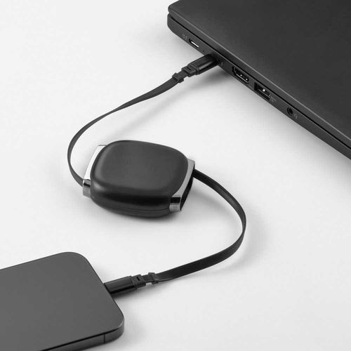 black Cable Yalow de rPVC. Retráctil, de USB-C a USB-C. Carga rápida de 60 W