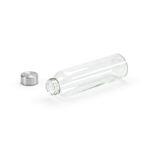 transparente Botella de vidrio Lima de 530 ml. Tapa plateada