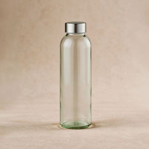 transparente Botella de vidrio Lima de 530 ml. Tapa plateada