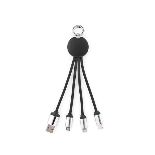 black Cable Boyle 4 en 1 de rABS. 10 W. Con llavero y logotipo retroiluminado