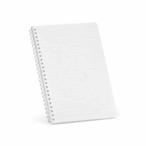 white Cuaderno Horace A5 con tapa blanda y espiral de rPP. 70 g/m², FSC®, 160 páginas