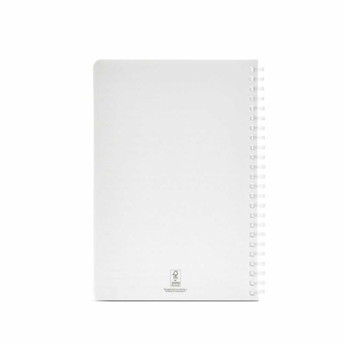 white Cuaderno Horace A5 con tapa blanda y espiral de rPP. 70 g/m², FSC®, 160 páginas