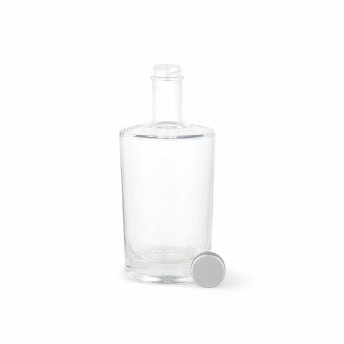 Botella de cristal Adige 500, 560 ml. Tapa plateada