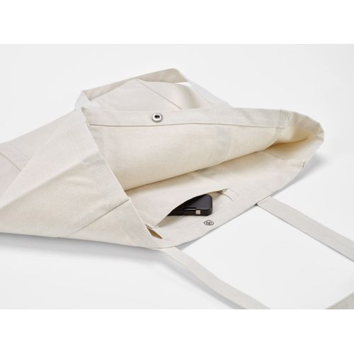 Bolsa de la compra Damavand, algodón rCotton de 360 g/m². Cierre con botones a presión