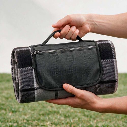gray Manta Siza de rPET. Manta plegable para picnic