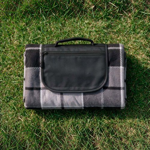 gray Manta Siza de rPET. Manta plegable para picnic