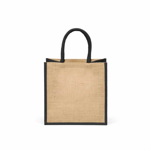 black Bolsa de la compra Nuptse de yute. 34 cm de asas