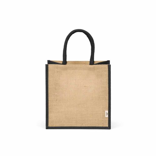 black Bolsa de la compra Nuptse de yute. 34 cm de asas