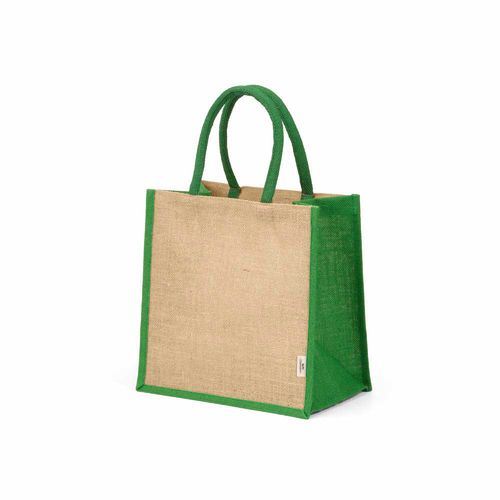 green Bolsa de la compra Nuptse de yute. 34 cm de asas