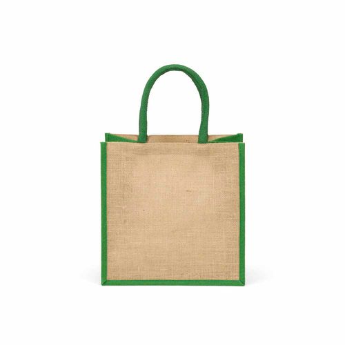 green Bolsa de la compra Nuptse de yute. 34 cm de asas