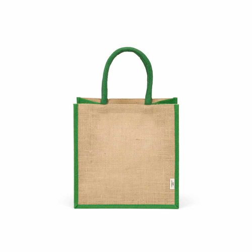 green Bolsa de la compra Nuptse de yute. 34 cm de asas
