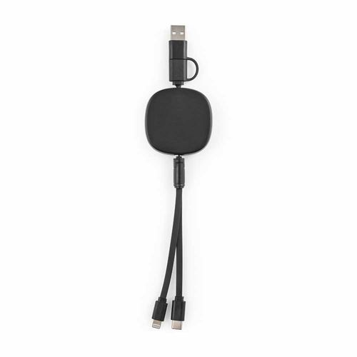 Cable Bohr 3 en 1 de rABS y bambú. Retráctil de 1 m. 10 W