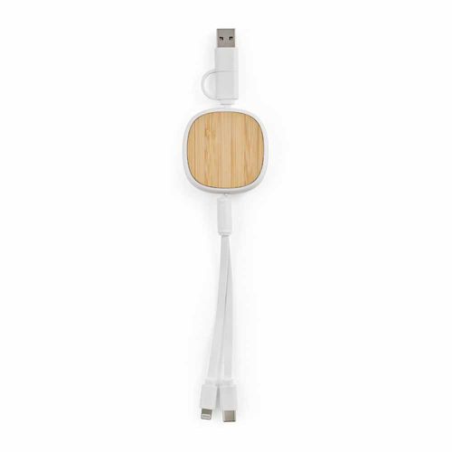 Cable Bohr 3 en 1 de rABS y bambú. Retráctil de 1 m. 10 W