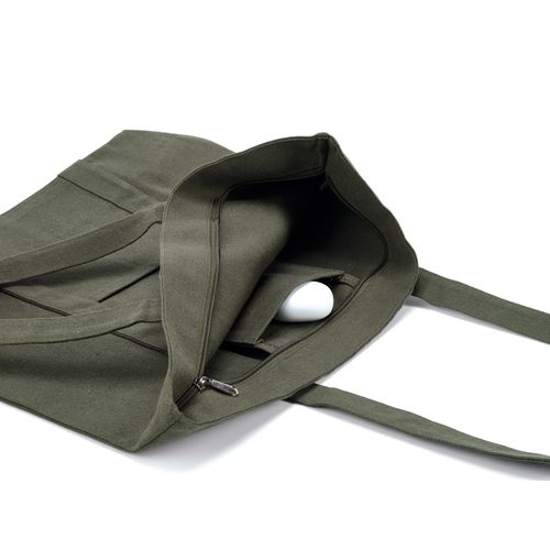 ejército verde Bolsa de la compra Illimani, algodón rCotton de 360 g/m². Asas de 65 cm