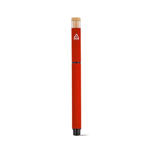 red Bolígrafo roller Thoreau de aluminio. Azul, 0,6 km, tinta gel Dokumental®