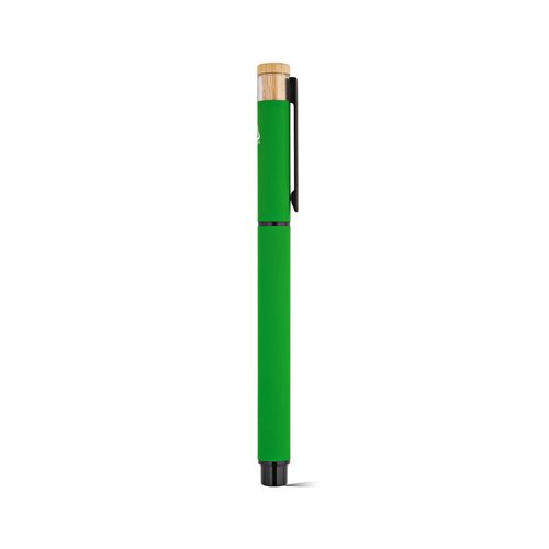 green Bolígrafo roller Thoreau de aluminio. Azul, 0,6 km, tinta gel Dokumental®