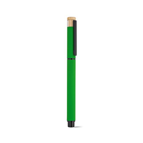 green Bolígrafo roller Thoreau de aluminio. Azul, 0,6 km, tinta gel Dokumental®