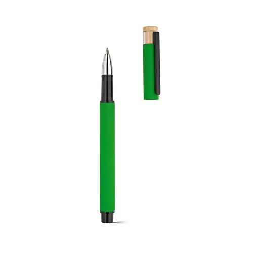 green Bolígrafo roller Thoreau de aluminio. Azul, 0,6 km, tinta gel Dokumental®
