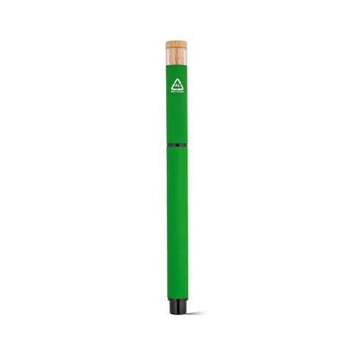 green Bolígrafo roller Thoreau de aluminio. Azul, 0,6 km, tinta gel Dokumental®